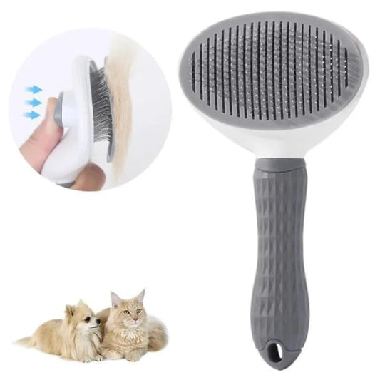 CENTROVIO Self Cleaning Slicker Brush, Dog Cat Bunny Pet Grooming Shedding Brush - Easy to Remove Loose Undercoat, Pet Massaging Tool Suitable for Pets with Long or Short Hair Gray
