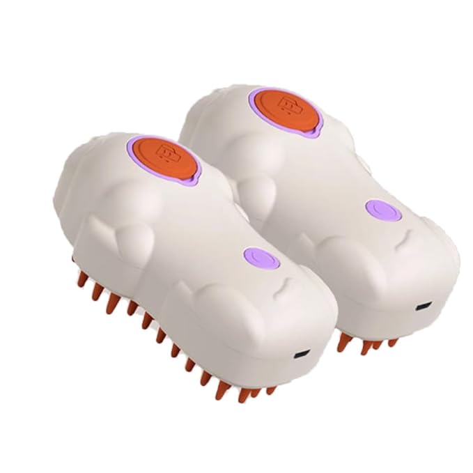 Cat Steam Brush, 3 in 1 Multifunction Steamy Spray Cleaning Shedding Comb, Dog Removal Grooming Brush (2PCS White)