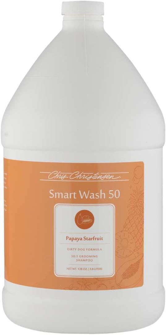 Chris Christensen SmartWash50 Ultra Concentrated Dog Shampoo, Makes up to 50 Bottles, Groom Like a Professional, Delightfully Fragranced, Suitable for All Coats, Made in The USA (Papaya - Starfruit)