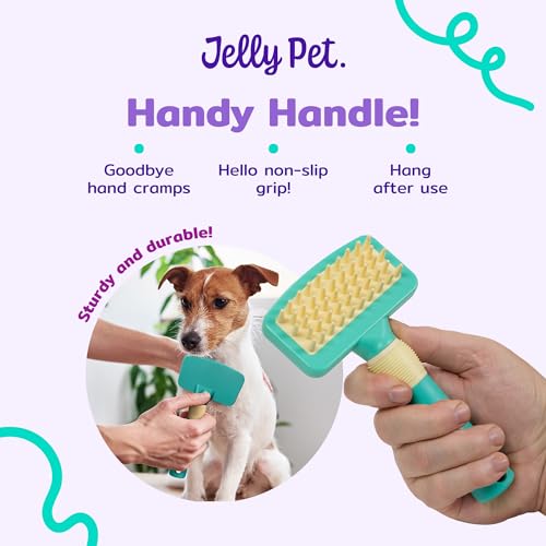 Jelly Pet Deshedding Dog Bath Brush, Curry Brush for Short-Hair Dogs, Shampoo, Massage and Deshed, Use Wet or Dry, Professional Grooming Quality