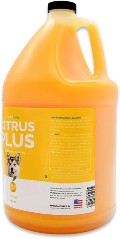 Bark2Basics Citrus Plus Dog Shampoo, 1 Gallon | d-Limonene, All Natural, Cuts Through Dirt and Grease, Professional, Compliments Flea and Tick Regimen