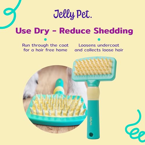 Jelly Pet Deshedding Dog Bath Brush, Curry Brush for Short-Hair Dogs, Shampoo, Massage and Deshed, Use Wet or Dry, Professional Grooming Quality