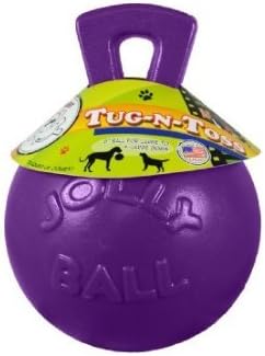 Jolly Pets Tug-n-Toss Heavy Duty Dog Toy Ball with Handle, 10 Inches/X-Large, Purple