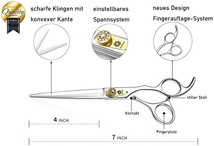 Dream Reach Professional Dog Grooming Straight, Curved, Thinning/Blending/Chunking Scissors Kit, JP-440C Stainless Steel Pet Cat Hair Cutting/Trimming Shears (7 inch-Straight Scissors)