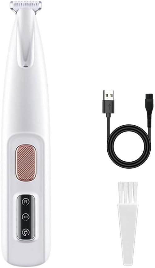 MiOYOOW Dog Clippers, Low Noise Dog Paw Trimmer USB Rechargeable Pet Shaver with LED Light & Widen Blade for Grooming Pet Paws, Eyes, Ears, Face Hair