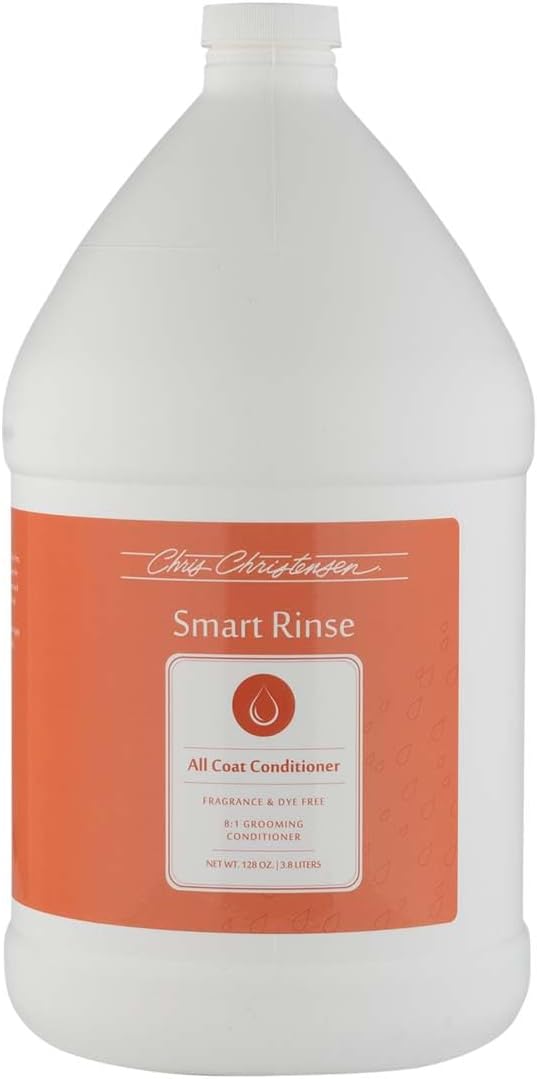 Chris Christensen Smart Rinse All Coat Ultra Concentrated Dog Conditioner, Makes up to 8 Bottles, Groom Like a Professional, Fragrence Free Gentle Formula, Made in USA, 1 gal