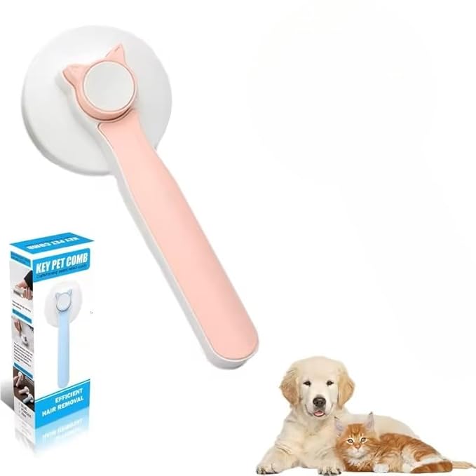 Cat & Dog Grooming Brush, Pink - Self-Cleaning Slicker Brush with Massage Particles, Removes Loose Undercoat, Ergonomic Handle