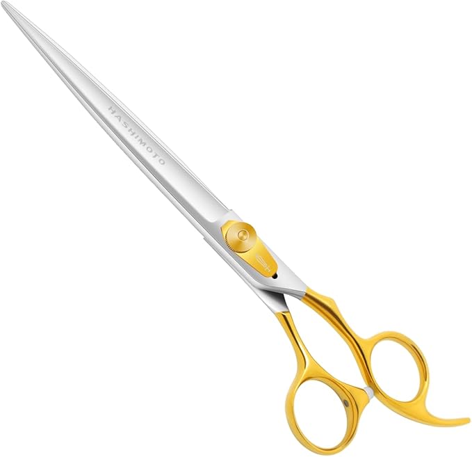 HASHIMOTO Dog Scissors for Grooming, Straight Dog Shears, 8.0 inch for Large Dog Trimming, Light Weight, Balanced, Ergonomically Designed for Professional Pet Groomers or Family DIY Use.