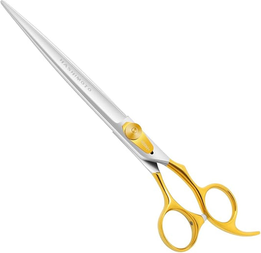 HASHIMOTO Dog Scissors for Grooming, Straight Dog Shears, 8.0 inch for Large Dog Trimming, Light Weight, Balanced, Ergonomically Designed for Professional Pet Groomers or Family DIY Use.