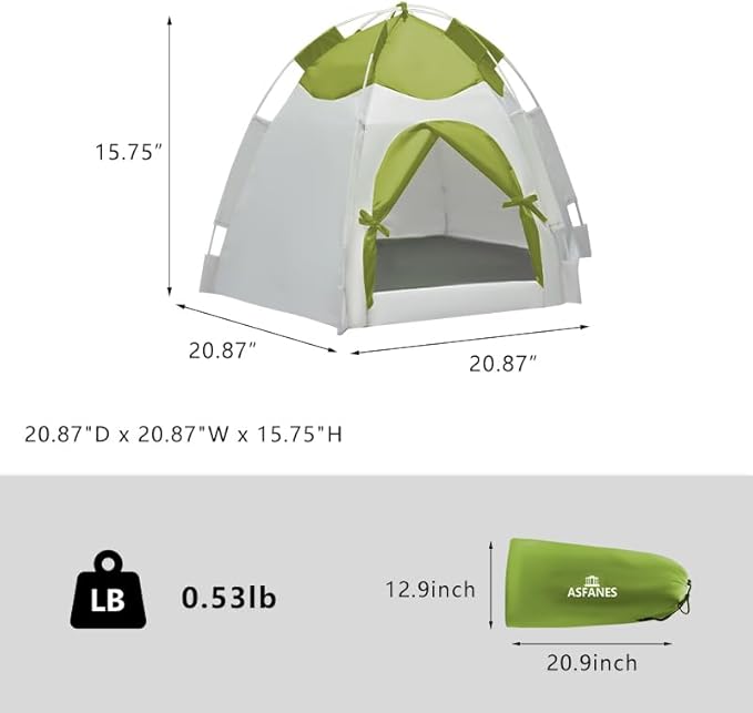 Outdoor Pet Curtain Camping Tent, Pop up Cave Bed for Indoor Cats and Small Dogs, Portable Cat House Dog House, Green.