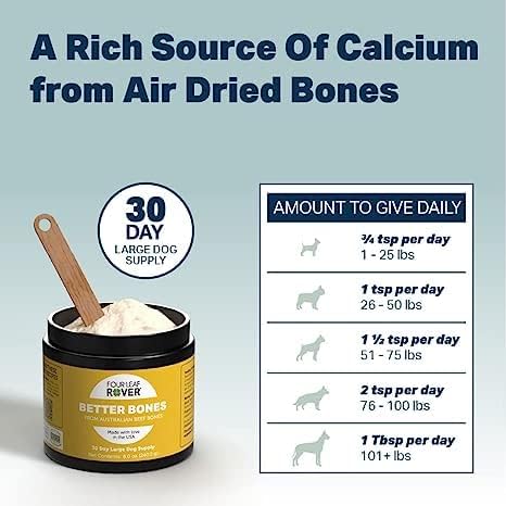Better Bones - Dog Calcium Supplement with Phosphorus and Vitamin D for Joint, Teeth and Bone Health Support - Pure Grass-Fed Australian Beef Bone - Vet Formulated - Made in The USA