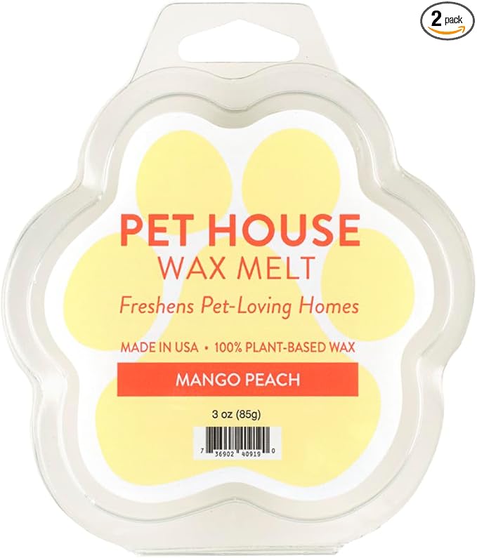 One Fur All Pet House Wax Melts - Mango Peach Pack of 2 - Odor Eliminating, Long-Lasting Scented, Pet-Friendly, Natural
