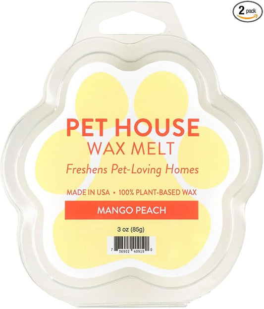One Fur All Pet House Wax Melts - Mango Peach Pack of 2 - Odor Eliminating, Long-Lasting Scented, Pet-Friendly, Natural