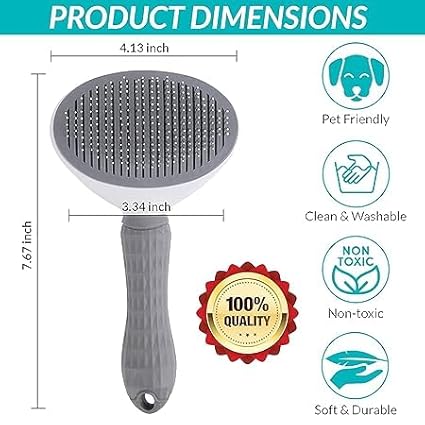 Cat Brush for Shedding, Pet Grooming Cat Brush with Release Button, Self Cleaning Slicker Brush for Cats and Dogs, Long and Short Fur Cat Deshedding Brush To Remove Loose Undercoat, Tangles, Knot