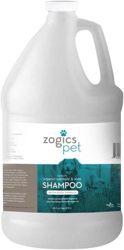 Dog Shampoo – Gentle, Deodorizing Pet Shampoo with Organic Oatmeal and Aloe, Hypoallergenic Shampoo for Dogs with Sensitive Skin, Cruelty-Free and Nontoxic (1 Gallon)