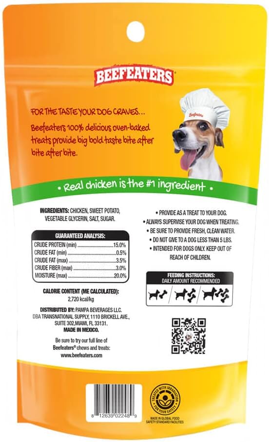 Beefeaters Dog Treats - Sweet Potato Wrapped with Chicken 2oz, Case of 12 | Dog Food No Corn/Wheat/Soy/Gluten | Low Fat, Grain-Free, Training & Rewards | Dog Training Treats for All Dog Sizes