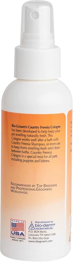 Bio-groom Country Freesia Dog Cologne - Deodorizing Spray, Dog Bathing Supplies, Puppy Wash, Cat & Dog Grooming Supplies, Cruelty-Free, Made in USA, Dog Perfume - 4 fl oz 1-Pack