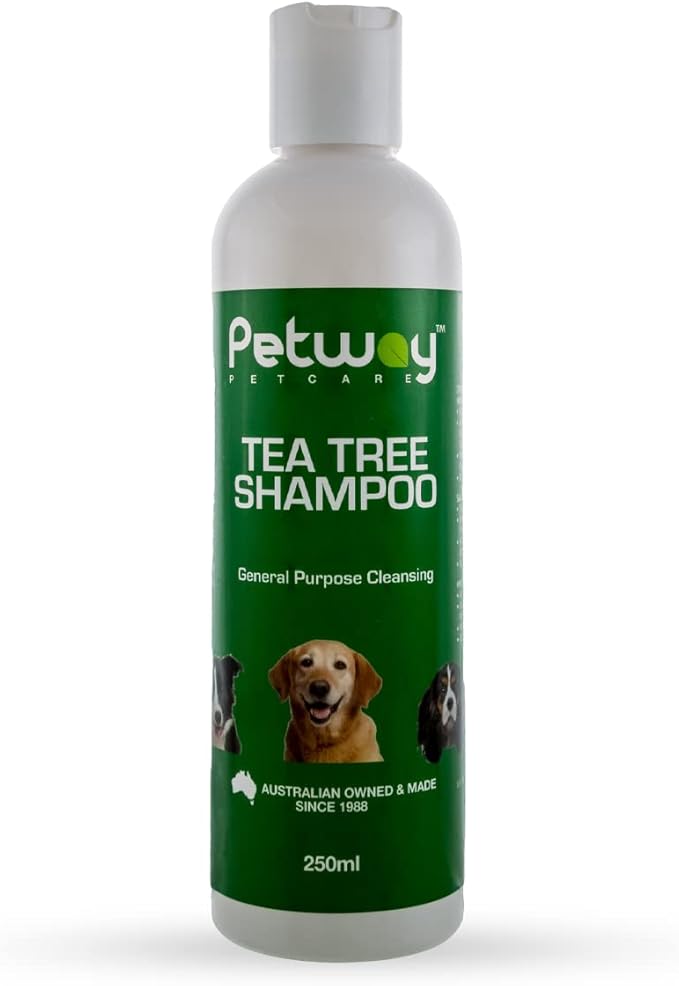 Petcare Tea Tree Shampoo for Dogs, Natural Cleansing and Deodorizing Shampoo, pH Balanced Deep Cleansing Dog Shampoo, Free of Phosphates, Parabens and Enzymes, Dog Coat Shampoo, 250ml