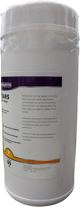 No More Tears Eye & Stain Wipes for Dogs, Cats, and Pets – Gently Removes Tear Stains, Cleanses Sensitive Areas – 60 Count