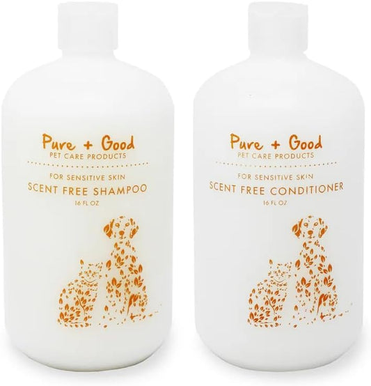 Scent Free Shampoo and Conditioner Set, Formulated for All Pets, Gentle and Cleansing, Made in The USA, Cruelty Free, 16 fl oz