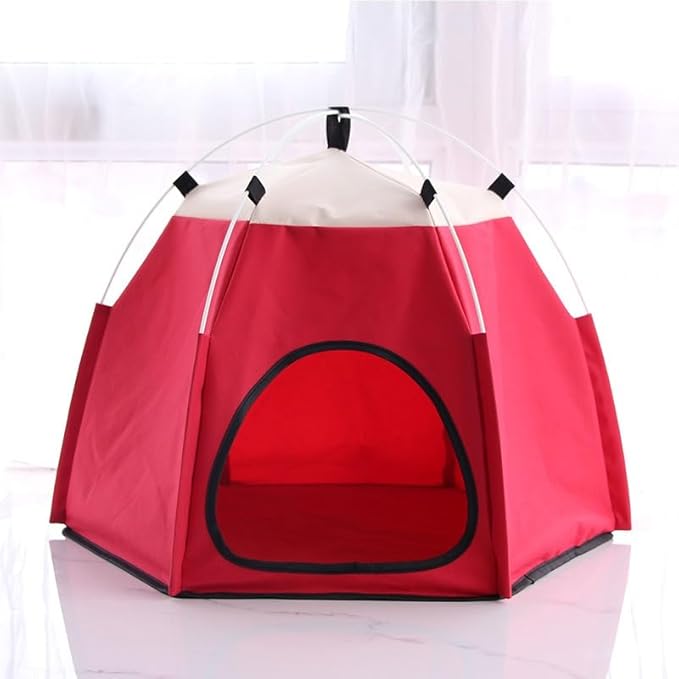 Cute Cat Teepee Cave, Cat Tent Foldable Indoor Outdoor with Thick Mat,Puppy Bed Tent,Bunny Pet Tent Teepee,Portable Dog House Teepee Tent, Cat Bed,Dog Bed Tent,Puppy Bunny,Pet Tent Teepee (H, L)