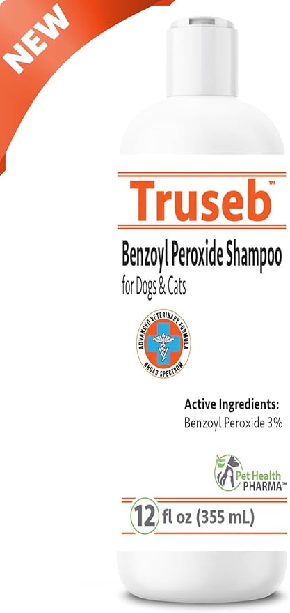 Truseb | Benzoyl Peroxide Shampoo for Dogs,Cats and Horses (Benzoyl Peroxide Shampoo, 12 oz)