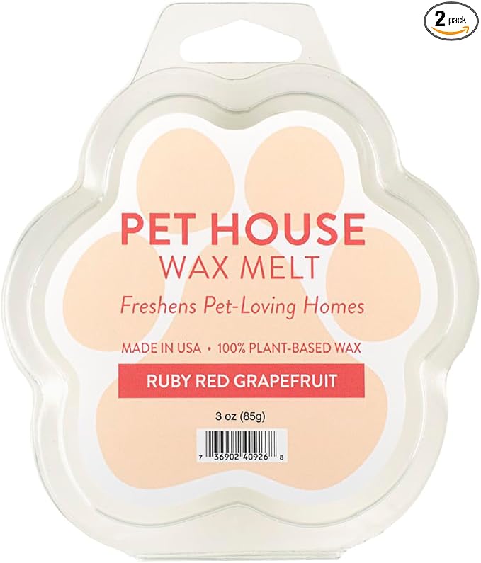 One Fur All Pet House Spring and Summer Wax Melts for Pet Odor, Natural, Plant Based Soy Wax Melts, Long Lasting Fragrance for Fresh Smelling Homes, Ruby Red Grapefruit
