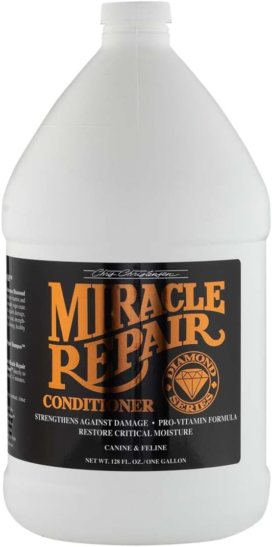 Chris Christensen Diamond Series Miracle Repair Dog Conditioner, Groom Like a Professional, Pro-Vitamin Formula, Provides Maximum Moisture, Use on Both Dogs and Cats, Made in USA, 128 oz