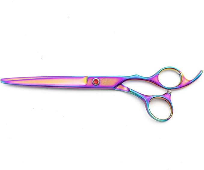 Moontay Professional 7.0" Dog Grooming Scissors Set, 4-pieces Straight, Upward Curved, Downward Curved, Thinning/Blending Shears for Dog, Cat and Pets, JP Stainless Steel, Multicolour