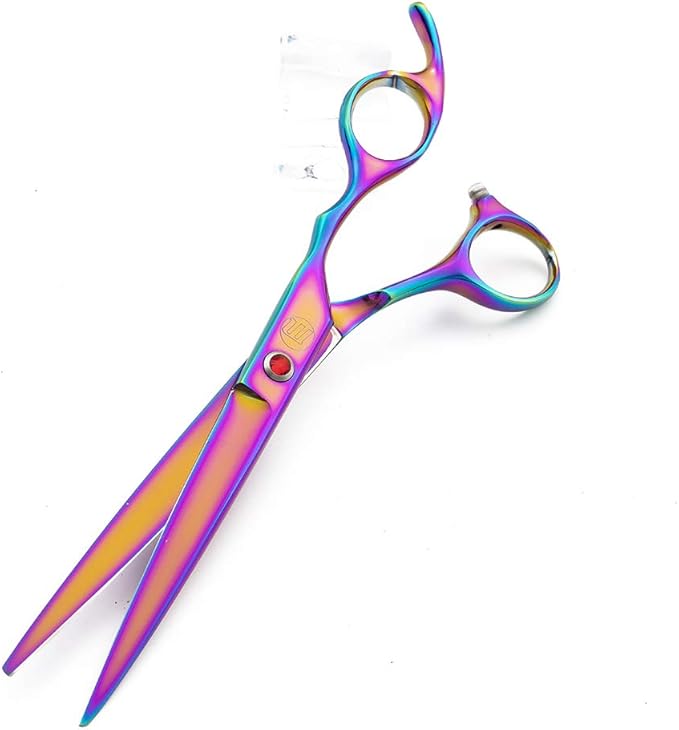 Moontay Professional 7.0" Dog Grooming Scissors Set, 4-pieces Straight, Upward Curved, Downward Curved, Thinning/Blending Shears for Dog, Cat and Pets, JP Stainless Steel, Multicolour
