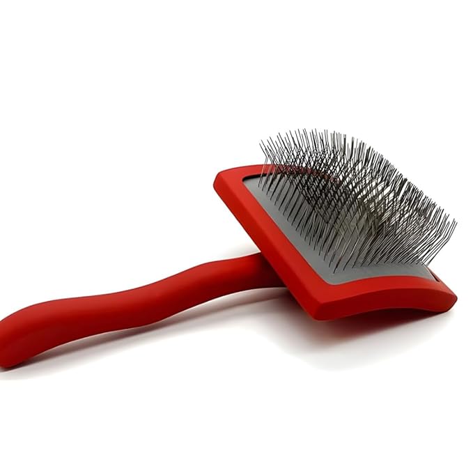 Big G Dog Slicker Brush for Professional Grooming - Fluff, Detangle & Style Goldendoodles, Labradoodles, Poodles & Long-Haired Dogs - Large Coral Curved Brush, Saves Time & Energy