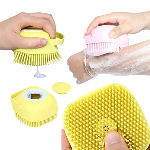 Bath Brush Silicone, Massage Soft Brush Dog Cats, Pet Massage Brush Bubble Brush Yellow