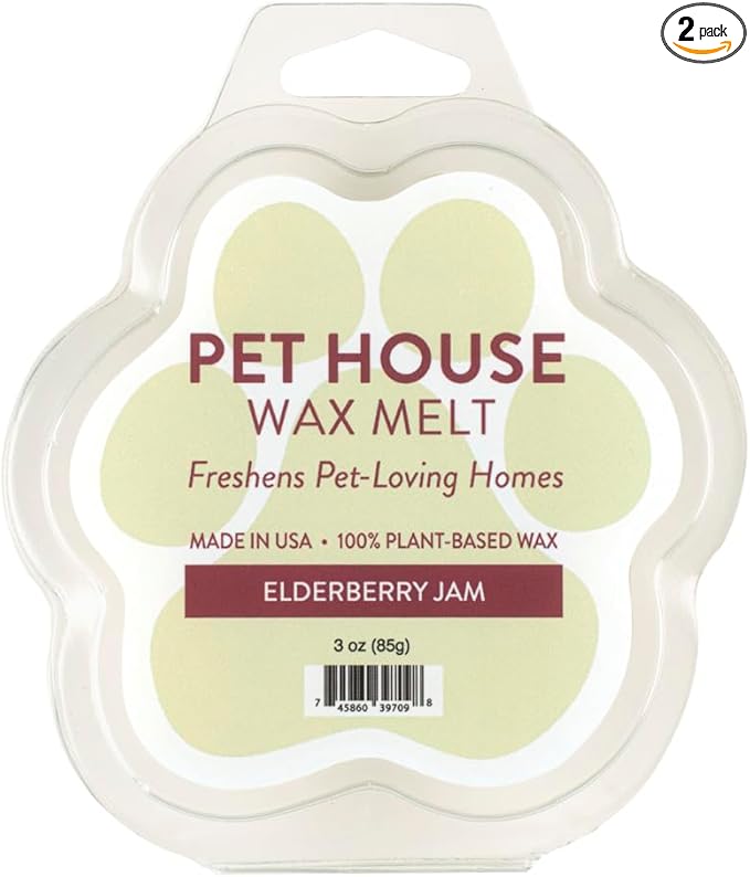 One Fur All Pet House Wax Melts - Elderberry Jam Pack of 2 - Odor Eliminating, Long-Lasting Scented, Pet-Friendly, Natural