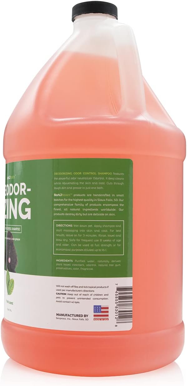 Bark2Basics Deodorizing Dog Shampoo, 1 Gallon | Powerful Odor Neutralizer Odortrol, Naturally Derived Ingredients, Eliminates Smelly Pet Odors, Powerful Deodorizing Formula, Professional Grade