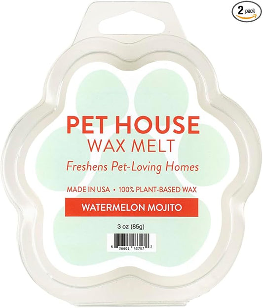 One Fur All Pet House Spring and Summer Wax Melts for Pet Odor, Natural, Plant Based Soy Wax Melts, Long Lasting Fragrance for Fresh Smelling Homes, Watermelon Mojito