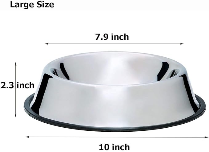 Mlife Stainless Steel Dog Bowl with Rubber Base for Small/Medium/Large Dogs, Pets Feeder Bowl and Water Bowl Perfect Choice (Set of 2)