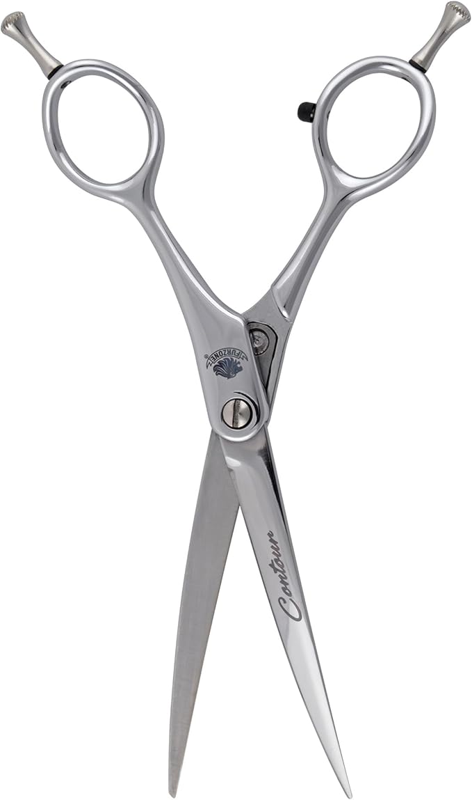 6.25” Contour Curved Shear Pet Dog Grooming Scissors, Patent Grip Design, Easy Adjust, Japanese 440C Tempered Steel, Lightweight, Professional Dog Scissors For Dog Grooming
