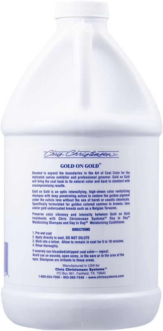 Chris Christensen Gold on Gold Color Treatment Dog Shampoo, Groom Like a Professional, Restore Gold Pigment, Not a Dye, Made in The USA, 64 oz