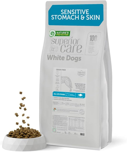 Nature's Protection Superior Care Grain Free Dry Dog Food - Healthy Dog Food All Life Stages Dogs - Balanced, Super Premium Dog Food - 1 Pack of 22lb Fish Flavor