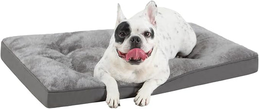 Dog Bed for Crate Washable Dog Bed Medium Size Dog Plush Dog Kennel Pad Pet Sleeping Mat with Anti-Slip Bottom, 29x18 Inch, Grey