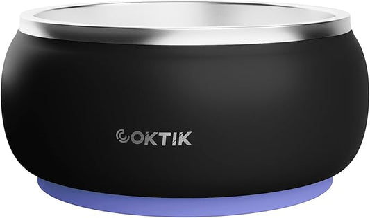 COKTIK Dog Bowl, Insulated Stainless Steel Food Bowls for Dogs & Cats, Non-Slip Dog Bowls Water Bowl Large Breed, Easy to Clean, Durable and Dishwasher Safe (64oz, Black)