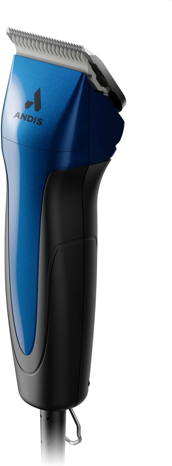 Andis 68520 Excel Professional 5-Speed Detachable Blade Clipper Kit - Animal/Dog Grooming, Rotary Motor, Soft-Grip Anti-Slip Housing, 14-Inch Cord, for All Coats & Breeds, SMC, Blue