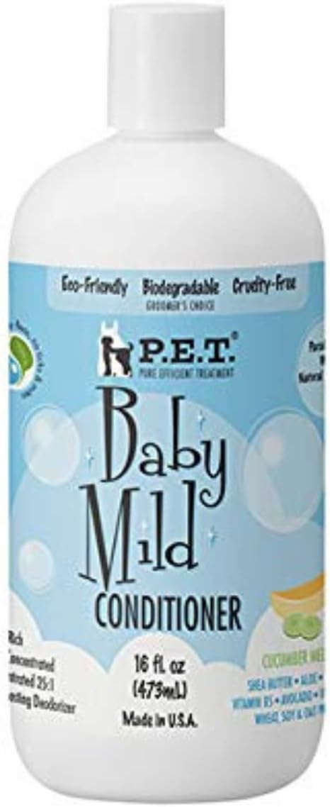 P.E.T. Pure Efficient Treatment Baby Mild - Cucumber Melon Conditioner for Puppies & Kittens - 16 Fl. Oz - Eco-Friendly, Paraben-Free