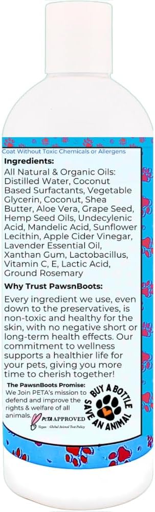 Pet Flea & Tick Treatment Shampoo, Coat Armor - 100% Organic, All-Natural & Non-Toxic to Pets. Fast Relief for Dry, Itchy, Sensitive Skin. Tearless, Odor Controlling, Lavender, Made in USA 16oz
