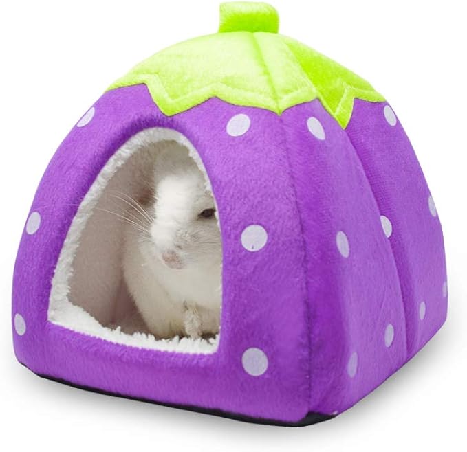 Spring Fever Hamster Guinea Pig Rabbit Dog Cat Chinchilla Hedgehog Bird Small Animal Pet Bed House Hideout Cage Accessorie D Purple L (16.9 * 16.9 inch)