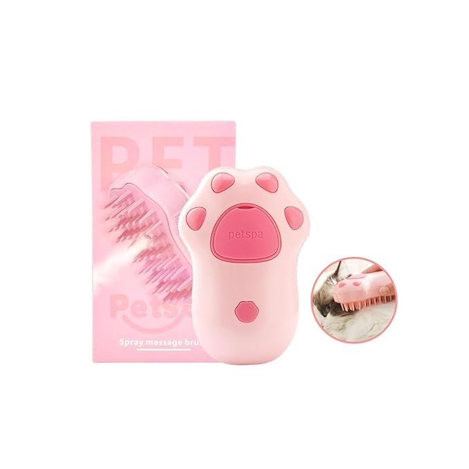 Cat Steamy Brush Dog brushes Cat Claw Pet Brush for Shedding Grooming, Lightweight Skin Friendly Pet Brush Hair Removal Comb Brushes for Long or Medium Haired Cats(Pink)