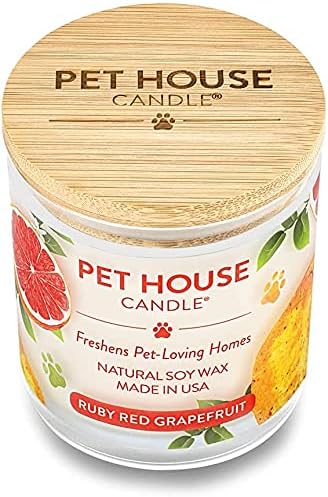 Pet House 9 oz Ruby Red Grapefruit Scented Pet Odor Candle, Clean Burning, Long Lasting, Plant Based Spring, Summer Scented Soy Candles, 60 Hour Burn Time, Pack of 2