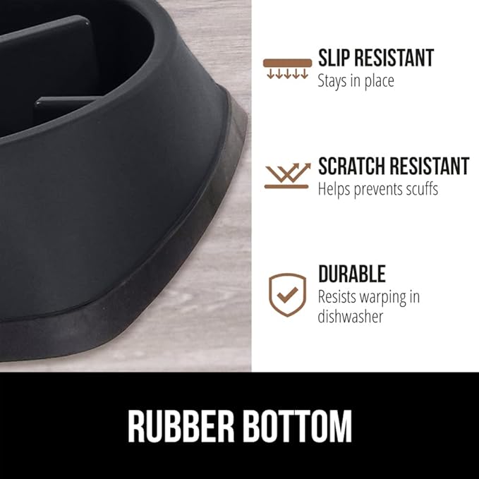 Gorilla Grip Slow Feeder Dog and Cat Bowls, Interactive Puzzle Toy for Dogs and Cats Food Training, Keeps Pets Busy and Prevents Puppy Overeating, Large, Small Breeds, 100% BPA Free, 4 Cup Black