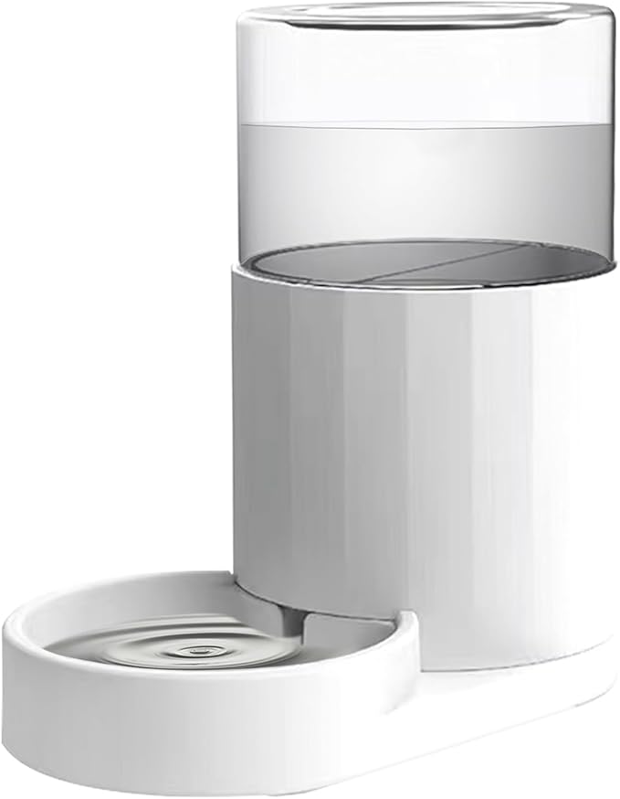 RIZZARI Automatic 3L Pet Waterer, Gravity Water Dispenser, 100% BPA-Free, Large Capacity Water Feeder for Cats and Small and Medium-Sized Dogs (White,3L)