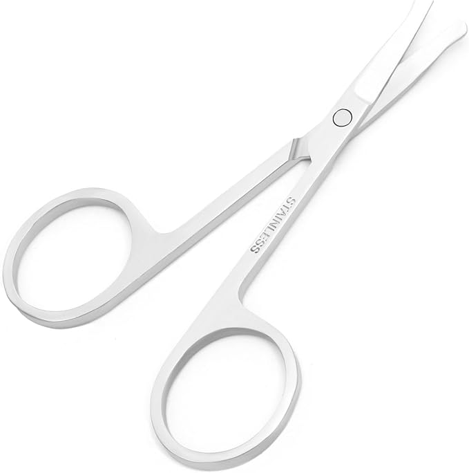 3.5 Inch Silent Pet Grooming Tiny Safety Scissors for Cats & Dogs - Quiet Alternative to Electric Clippers for Sensitive Pets (Silver/Golden/Rose Gold-Curved)